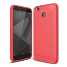 For Xiaomi  Redmi 4X  Brushed Carbon Fiber Texture Shockproof TPU Protective Cover Case(Red) - 1