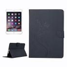For iPad mini 3 Pressed Flowers Butterfly Pattern Horizontal Flip PU Leather Case with Magnetic Buckle & Holder & Card Slots & Wallet(Black) - 1