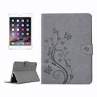 For iPad mini 3 Pressed Flowers Butterfly Pattern Horizontal Flip PU Leather Case with Magnetic Buckle & Holder & Card Slots & Wallet(Grey) - 1