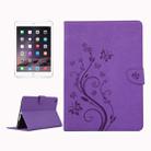 For iPad mini 3 Pressed Flowers Butterfly Pattern Horizontal Flip PU Leather Case with Magnetic Buckle & Holder & Card Slots & Wallet(Purple) - 1