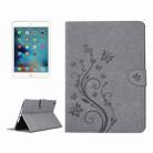 For iPad mini 4 Pressed Flowers Butterfly Pattern Horizontal Flip PU Leather Case with Magnetic Buckle & Holder & Card Slots & Wallet(Grey) - 1