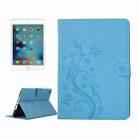 For iPad mini 4 Pressed Flowers Butterfly Pattern Horizontal Flip PU Leather Case with Magnetic Buckle & Holder & Card Slots & Wallet(Blue) - 1