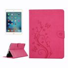 For iPad mini 4 Pressed Flowers Butterfly Pattern Horizontal Flip PU Leather Case with Magnetic Buckle & Holder & Card Slots & Wallet(Magenta) - 1