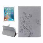 For iPad Pro 9.7inch Pressed Flowers Butterfly Pattern Horizontal Flip PU Leather Case with Magnetic Buckle & Holder & Card Slots & Wallet(Grey) - 1