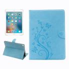 For iPad Pro 9.7inch Pressed Flowers Butterfly Pattern Horizontal Flip PU Leather Case with Magnetic Buckle & Holder & Card Slots & Wallet(Blue) - 1