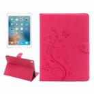 For iPad Pro 9.7inch Pressed Flowers Butterfly Pattern Horizontal Flip PU Leather Case with Magnetic Buckle & Holder & Card Slots & Wallet(Magenta) - 1