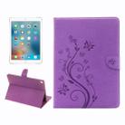 For iPad Pro 9.7inch Pressed Flowers Butterfly Pattern Horizontal Flip PU Leather Case with Magnetic Buckle & Holder & Card Slots & Wallet(Purple) - 1