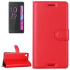 Litchi Texture Horizontal Flip Leather Case with Holder & Card Slots & Wallet for Sony Xperia X(Red) - 1