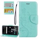 For LG V20 Butterflies Love Flowers Embossing Horizontal Flip Leather Case with Holder & Card Slots & Wallet & Lanyard(Green) - 1