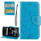 For LG V20 Butterflies Love Flowers Embossing Horizontal Flip Leather Case with Holder & Card Slots & Wallet & Lanyard(Blue) - 1