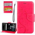 For LG V20 Butterflies Love Flowers Embossing Horizontal Flip Leather Case with Holder & Card Slots & Wallet & Lanyard(Magenta) - 1