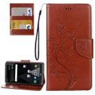 For LG V20 Butterflies Love Flowers Embossing Horizontal Flip Leather Case with Holder & Card Slots & Wallet & Lanyard(Brown) - 1