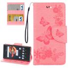 For Sony Xperia X Compact Butterflies Embossing Horizontal Flip Leather Case with Holder & Card Slots & Wallet & Lanyard(Pink) - 1