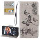 For Sony Xperia X Compact Butterflies Embossing Horizontal Flip Leather Case with Holder & Card Slots & Wallet & Lanyard(Grey) - 1