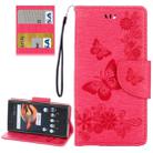 For Sony Xperia X Compact Butterflies Embossing Horizontal Flip Leather Case with Holder & Card Slots & Wallet & Lanyard(Magenta) - 1