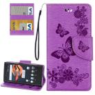 For Sony Xperia X Compact Butterflies Embossing Horizontal Flip Leather Case with Holder & Card Slots & Wallet & Lanyard(Purple) - 1