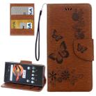 For Sony Xperia X Compact Butterflies Embossing Horizontal Flip Leather Case with Holder & Card Slots & Wallet & Lanyard(Brown) - 1