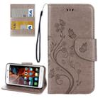 For Lenovo Vibe K5 Butterflies Love Flowers Embossing Horizontal Flip Leather Case with Holder & Card Slots & Wallet & Lanyard(Grey) - 1