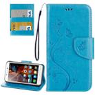 For Lenovo Vibe K5 Butterflies Love Flowers Embossing Horizontal Flip Leather Case with Holder & Card Slots & Wallet & Lanyard(Blue) - 1