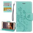 For Xiaomi  Redmi 3 Pro / 3s Butterflies Love Flowers Embossing Horizontal Flip Leather Case with Holder & Card Slots & Wallet & Lanyard(Green) - 1