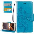 For Xiaomi  Redmi 3 Pro / 3s Butterflies Love Flowers Embossing Horizontal Flip Leather Case with Holder & Card Slots & Wallet & Lanyard(Blue) - 1