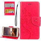 For Xiaomi  Redmi 3 Pro / 3s Butterflies Love Flowers Embossing Horizontal Flip Leather Case with Holder & Card Slots & Wallet & Lanyard(Magenta) - 1