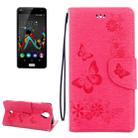 Butterflies Embossing Horizontal Flip Leather Case for Wiko U Feel, with Holder & Card Slots & Wallet & Lanyard(Magenta) - 1