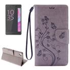 For Sony Xperia XA Butterflies Embossing Horizontal Flip Leather Case with Holder & Card Slots & Wallet & Lanyard(Grey) - 1