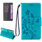 For Sony Xperia XA Butterflies Embossing Horizontal Flip Leather Case with Holder & Card Slots & Wallet & Lanyard(Blue) - 1