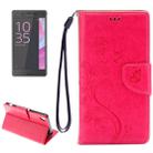 For Sony Xperia XA Butterflies Embossing Horizontal Flip Leather Case with Holder & Card Slots & Wallet & Lanyard(Magenta) - 1