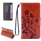 For Sony Xperia XA Butterflies Embossing Horizontal Flip Leather Case with Holder & Card Slots & Wallet & Lanyard(Brown) - 1