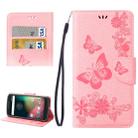 For Motorola Moto G (4rd gen) Plus Pressed Flowers Butterfly Pattern Leather Case with Holder & Card Slots & Wallet(Pink) - 1