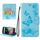 For Motorola Moto G (4rd gen) Plus Pressed Flowers Butterfly Pattern Leather Case with Holder & Card Slots & Wallet(Blue) - 1