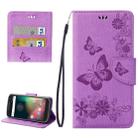 For Motorola Moto G (4rd gen) Plus Pressed Flowers Butterfly Pattern Leather Case with Holder & Card Slots & Wallet(Purple) - 1