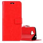 For Huawei  Y5 (2017) Crazy Horse Texture Horizontal Flip Leather Case with Holder & Card Slots & Wallet & Photo Frame (Red) - 1