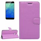For Meizu  M5 / Meilan 5 Litchi Texture Horizontal Flip Leather Case with Holder & Card Slots & Wallet (Purple) - 1