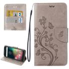 For Motorola Moto G (4rd gen) Plus Pressed Flowers Leather Case with Holder & Card Slots & Wallet(Grey) - 1