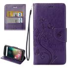 For Motorola Moto G (4rd gen) Plus Pressed Flowers Leather Case with Holder & Card Slots & Wallet(Purple) - 1