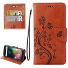 For Motorola Moto G (4rd gen) Plus Pressed Flowers Leather Case with Holder & Card Slots & Wallet(Brown) - 1