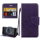 For BQ Aquaris X5 Plus Butterflies Love Flowers Embossing Horizontal Flip Leather Case with Holder & Card Slots & Wallet & Lanyard(Dark Purple)(Dark Purple) - 1