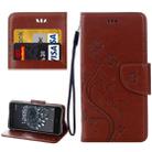 For BQ Aquaris X5 Plus Butterflies Love Flowers Embossing Horizontal Flip Leather Case with Holder & Card Slots & Wallet & Lanyard(Brown) - 1