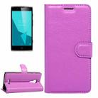 For Alcatel One Touch Flash 2 Litchi Texture Horizontal Flip Leather Case with Magnetic Buckle & Holder & Card Slots & Wallet(Purple) - 1