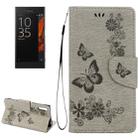 For Sony Xperia XZ Power Butterflies Embossing Horizontal Flip Leather Case with Holder & Card Slots & Wallet & Lanyard(Grey) - 1