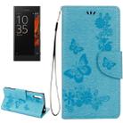 For Sony Xperia XZ Power Butterflies Embossing Horizontal Flip Leather Case with Holder & Card Slots & Wallet & Lanyard(Blue) - 1