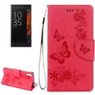 For Sony Xperia XZ Power Butterflies Embossing Horizontal Flip Leather Case with Holder & Card Slots & Wallet & Lanyard(Magenta) - 1