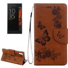 For Sony Xperia XZ Power Butterflies Embossing Horizontal Flip Leather Case with Holder & Card Slots & Wallet & Lanyard(Brown) - 1