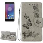 For Lenovo  K6 5.0 inch Butterflies Embossing Horizontal Flip Leather Case with Holder & Card Slots & Wallet & Lanyard(Grey) - 1