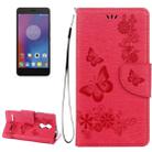 For Lenovo  K6 5.0 inch Butterflies Embossing Horizontal Flip Leather Case with Holder & Card Slots & Wallet & Lanyard(Red) - 1