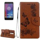 For Lenovo  K6 5.0 inch Butterflies Embossing Horizontal Flip Leather Case with Holder & Card Slots & Wallet & Lanyard(Brown) - 1