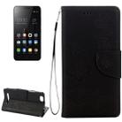 For Lenovo  VIBE C A2020 Butterflies Embossing Horizontal Flip Leather Case with Holder & Card Slots & Wallet & Lanyard(Black) - 1